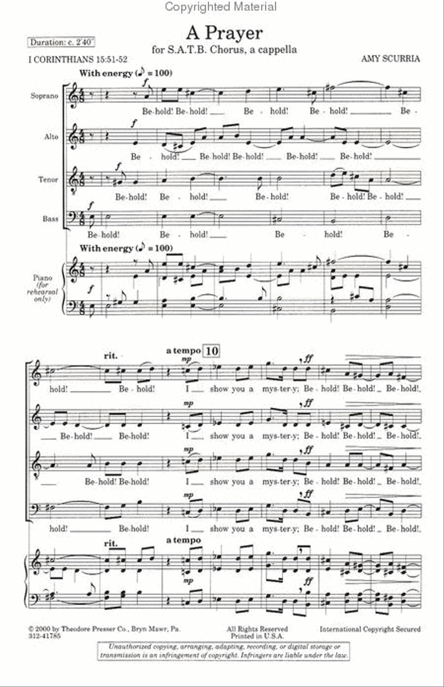 A Prayer 4-Part scores gallery preview page 2