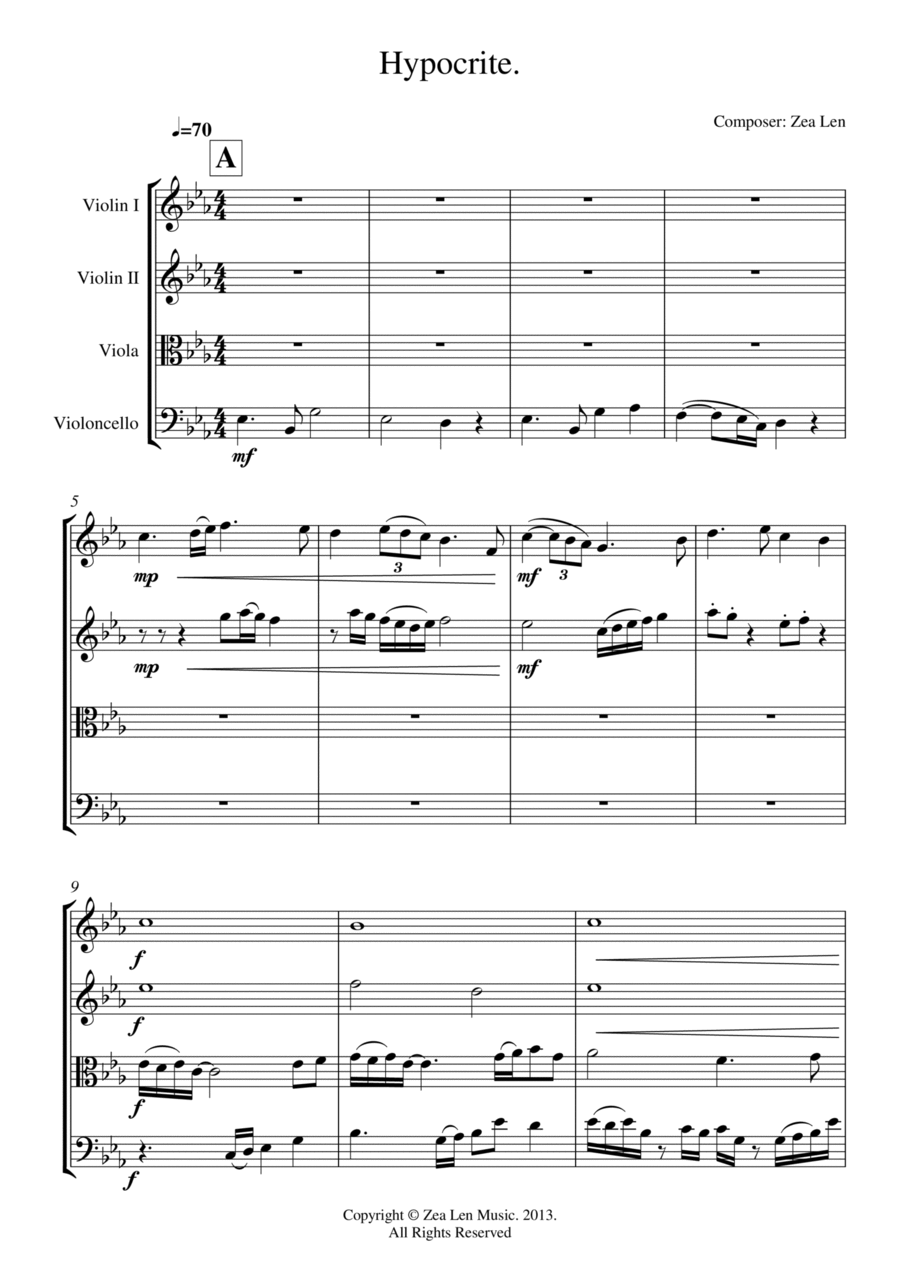HYPOCRYTE String Quartet scores gallery preview page 1