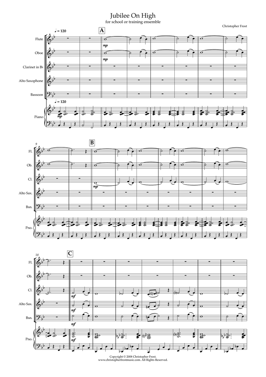 Jubilee On High (school/training ensemble) Woodwind Ensemble scores gallery preview page 1