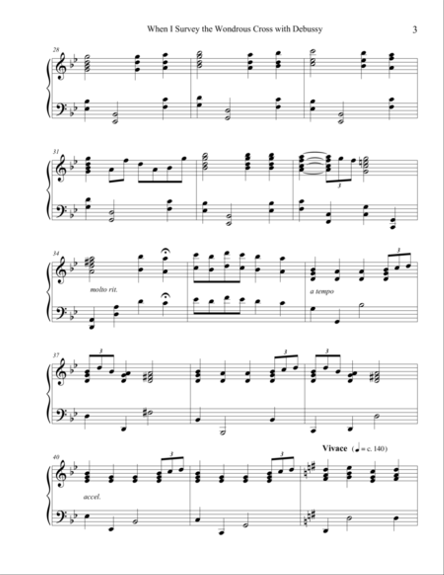 When I Survey the Wondrous Cross with Debussy Piano Solo scores gallery preview page 3