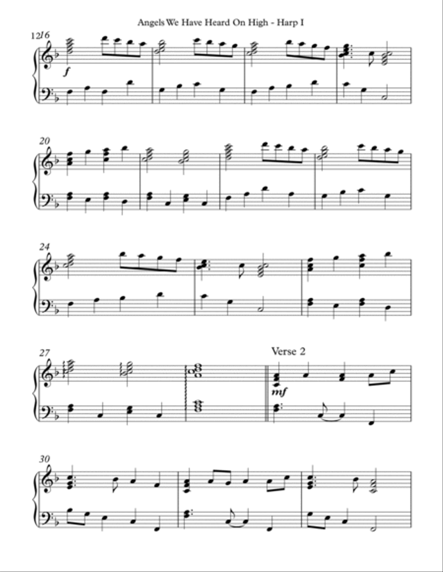 Angels We Have Heard On High, Harp I Celtic Harp scores gallery preview page 3