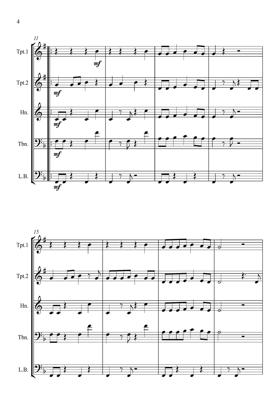 Single Ladies (Put A Ring On It) Brass Quartet scores gallery preview page 4