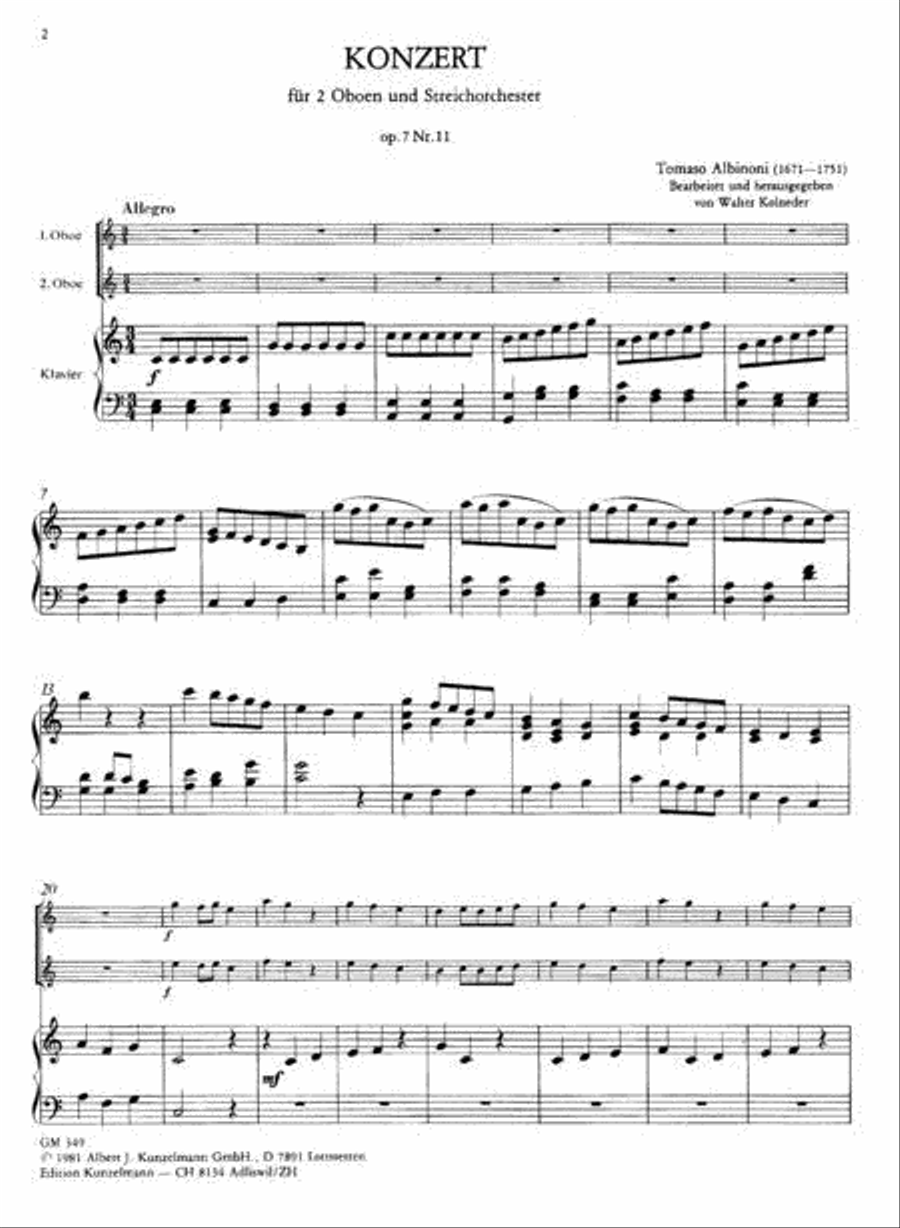 Concerto for Two Oboes in C Major Piano Accompaniment scores gallery preview page 3