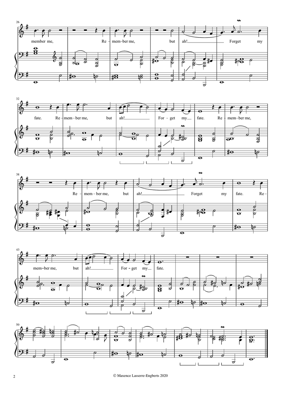 Dido's Lament [Low Voice; key: Em] Alto Voice scores gallery preview page 2