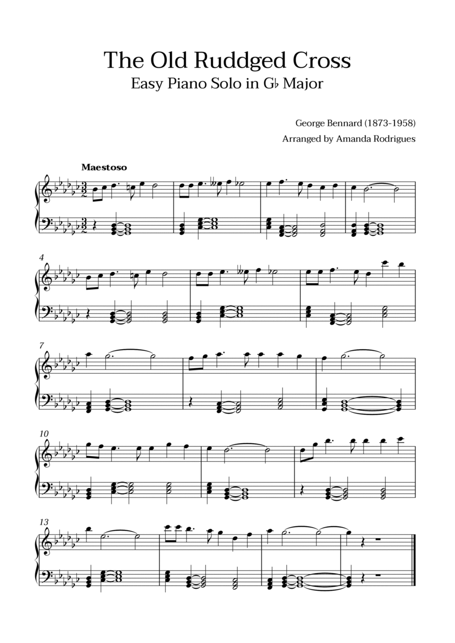 The Old Rugged Croos in Gb Major - Easy Piano Solo Easy Piano scores gallery preview page 1