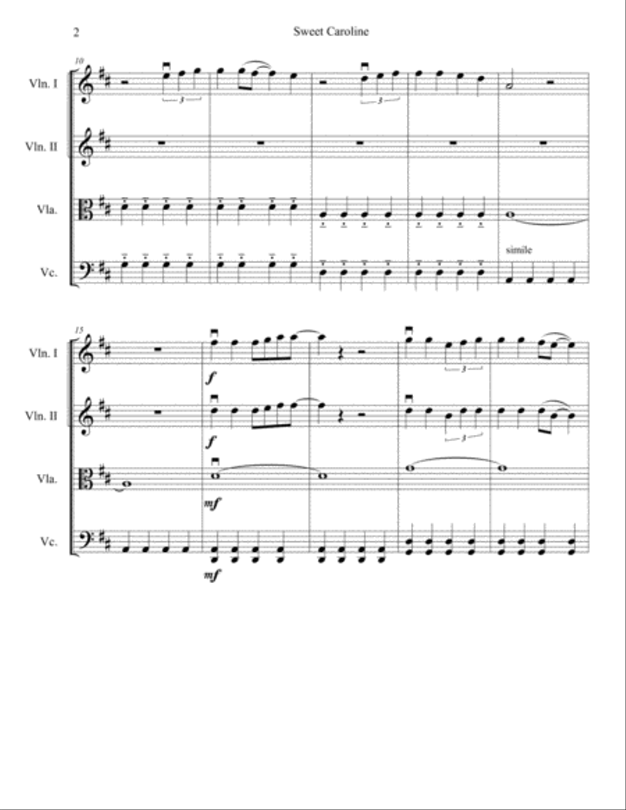Sweet Caroline String Orchestra scores gallery preview page 3