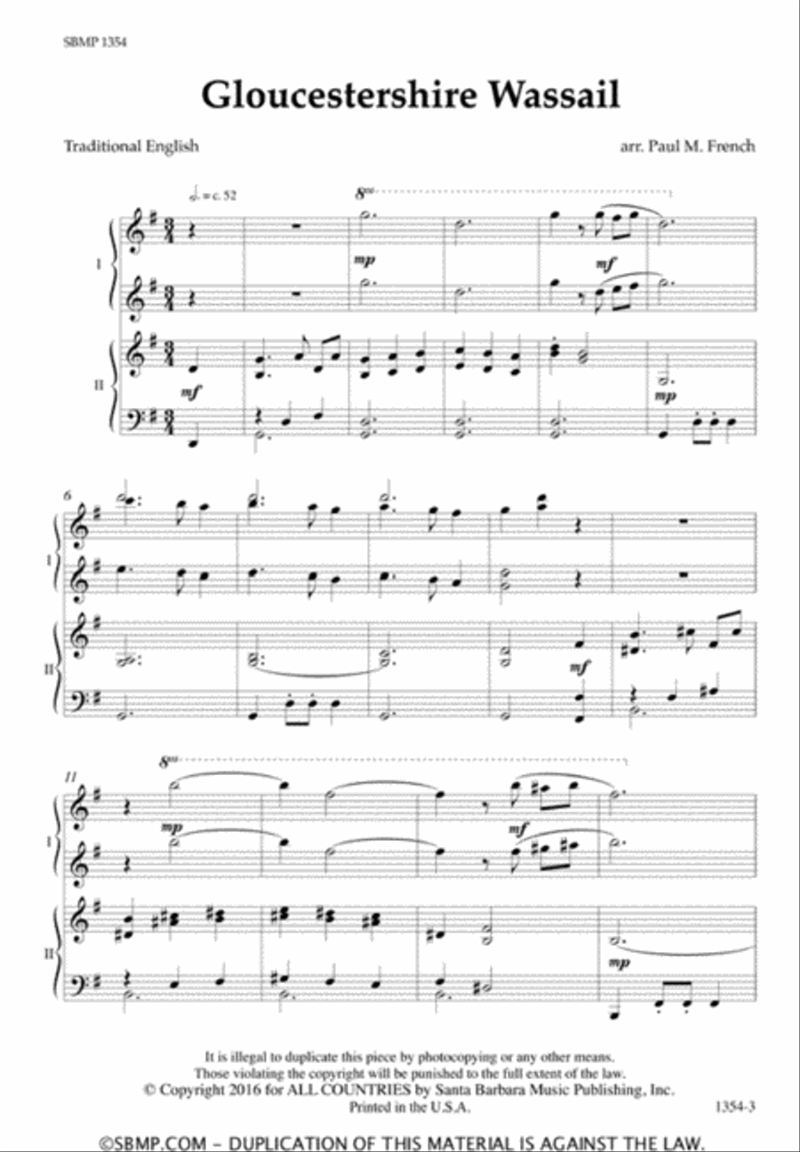 Gloucestershire Wassail - SATB Octavo 4-Part scores gallery preview page 2