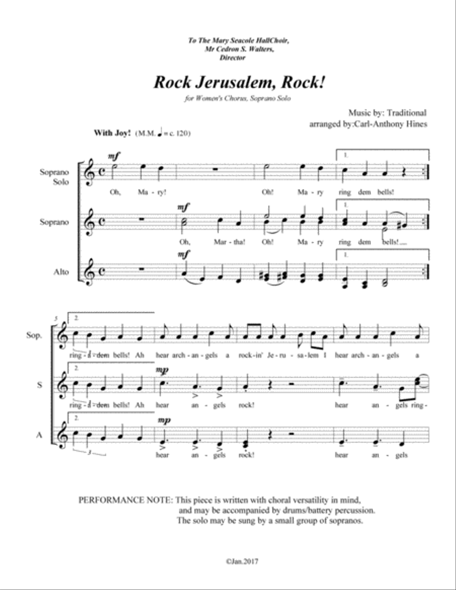 Rock, Jerusalem, Rock Rock, Jerusalem, Rock SSA scores gallery preview page 1