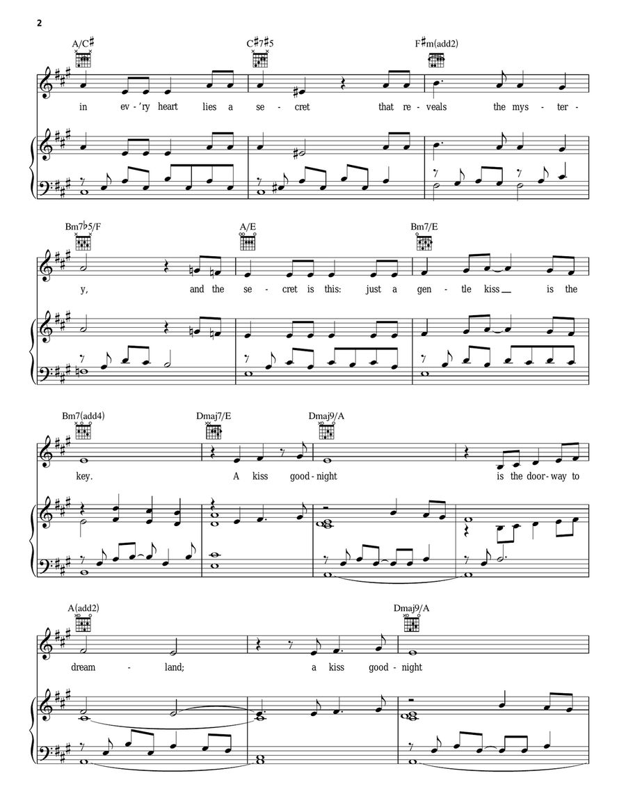 A Kiss Goodnight Piano, Vocal, Guitar scores gallery preview page 2