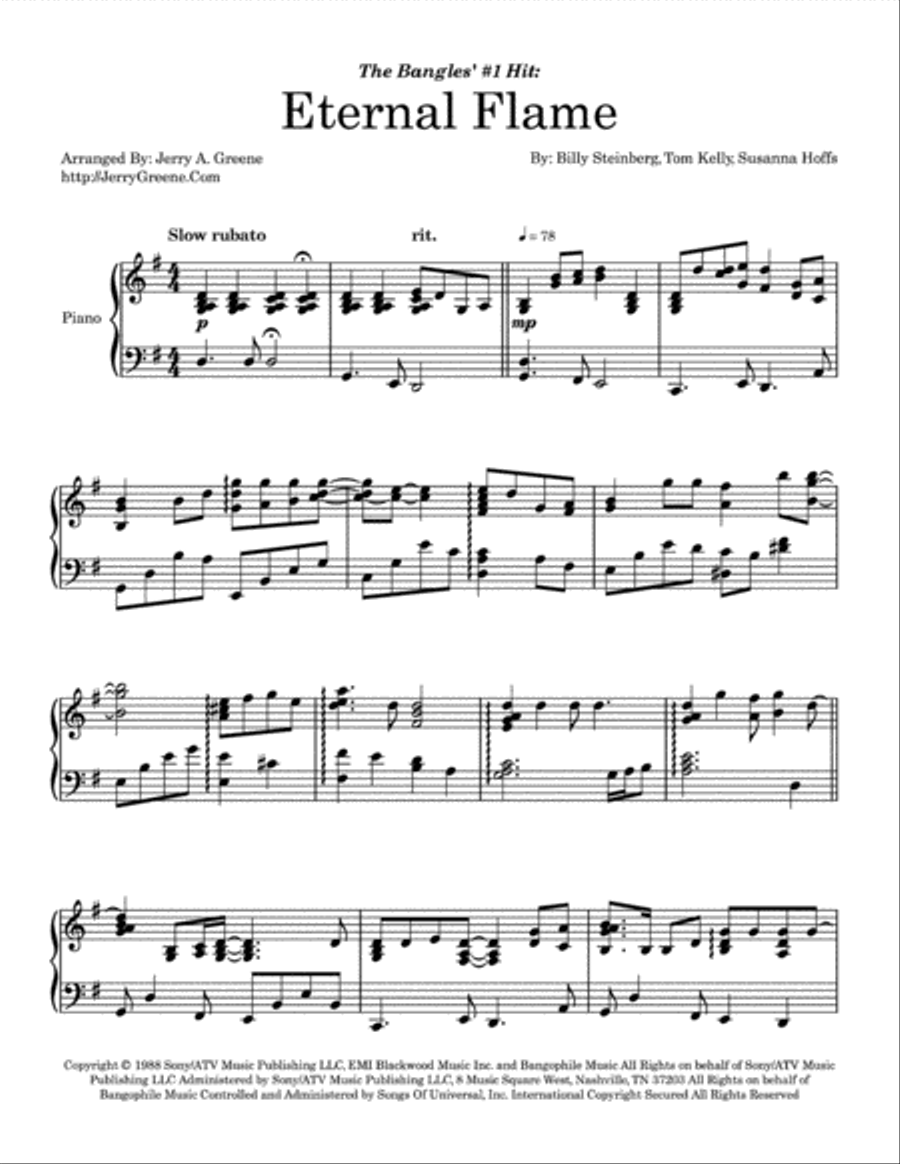 Eternal Flame Piano Solo scores gallery preview page 2