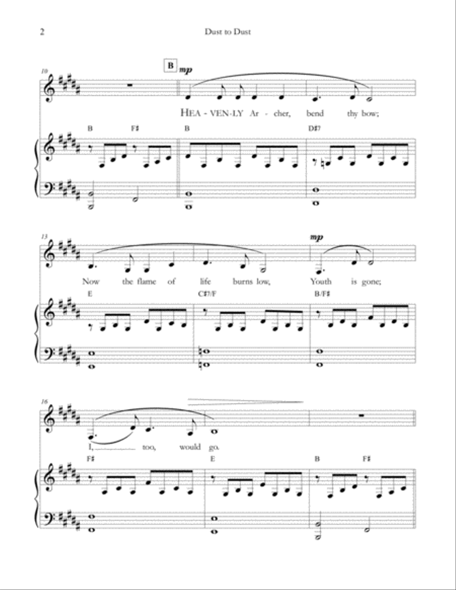 Dust to Dust - An Original Song Setting of Walter de la Mare's Poetry for VOICE and PIANO: Key B Voice Solo scores gallery preview page 5