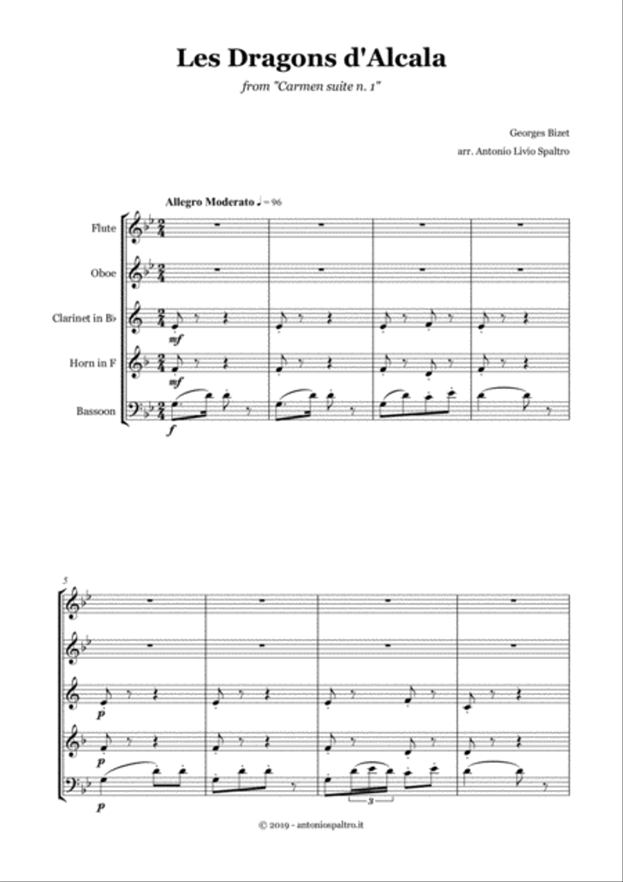 Les Dragons d'Alcala (from Carmen) for Woodwind Quintet Woodwind Quintet scores gallery preview page 2