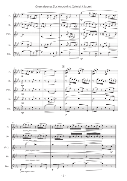 Greensleeves [Woodwind Quintet] - Score Only image number null