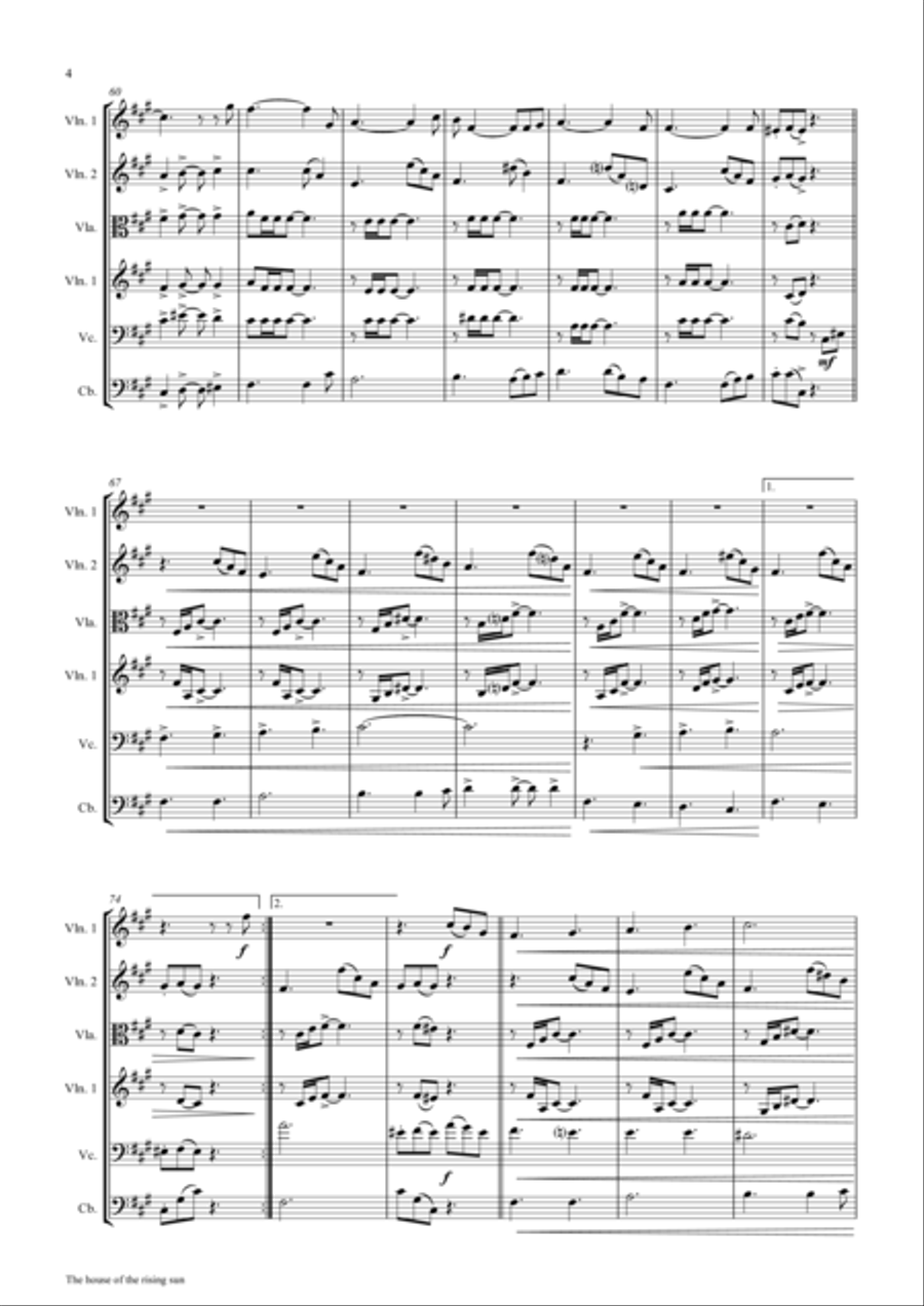 The house of the rising sun - Folk Song - String Orchestra String Orchestra scores gallery preview page 4