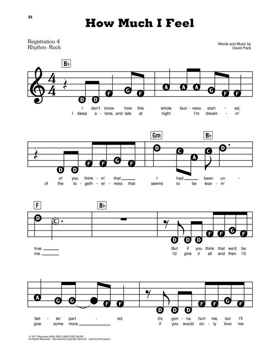 How Much I Feel Electronic Keyboard scores gallery preview page 1
