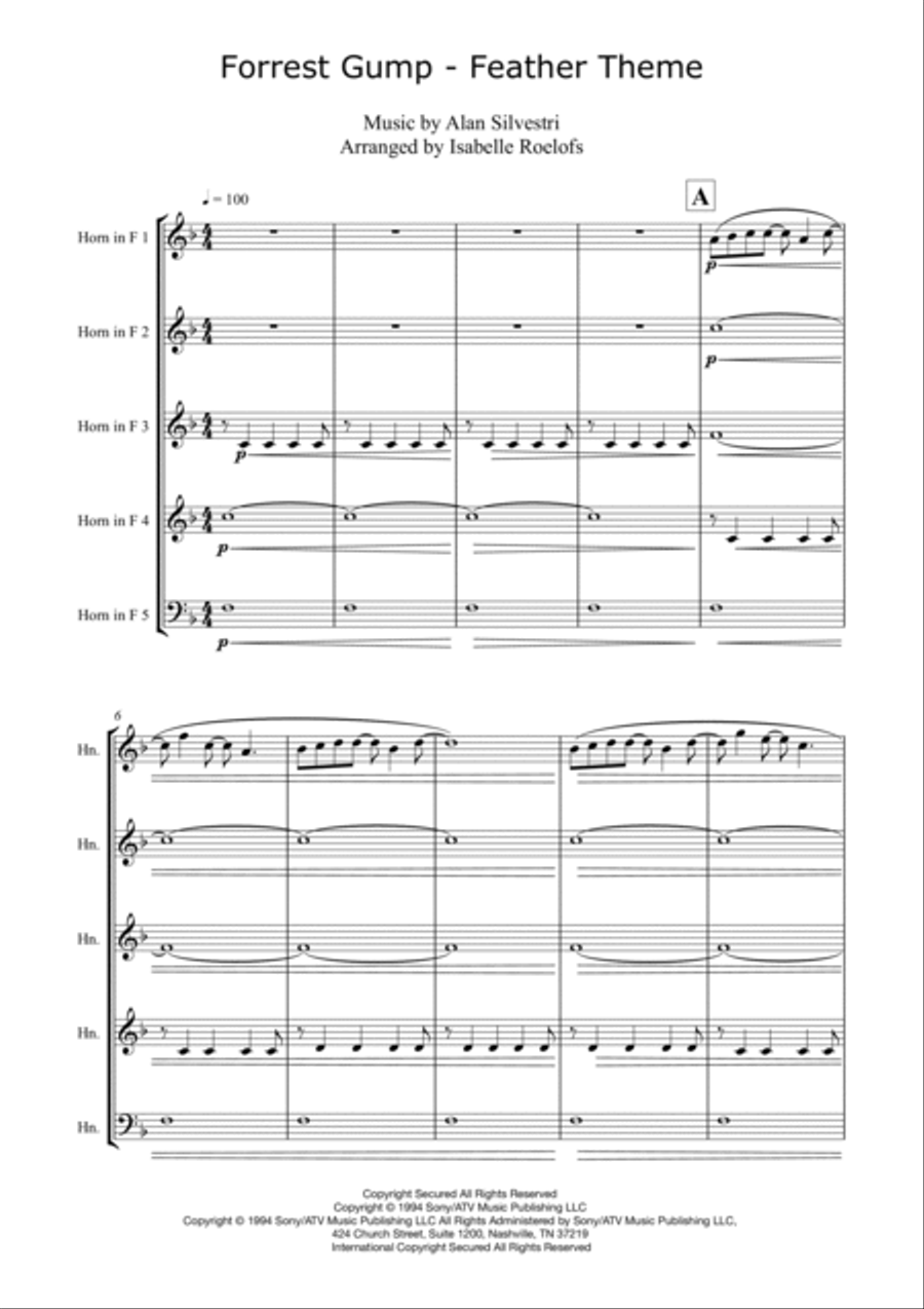 Forrest Gump - Main Title (feather Theme) Brass Ensemble scores gallery preview page 3