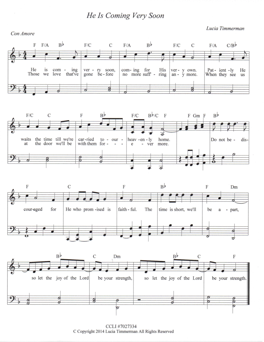 He Is Coming Very Soon Piano Solo scores gallery preview page 1