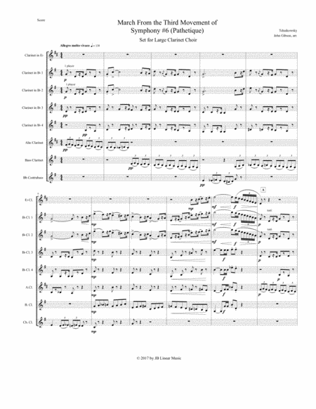 March from Symphony #6 (Pathetique) for Clarinet Choir image number null