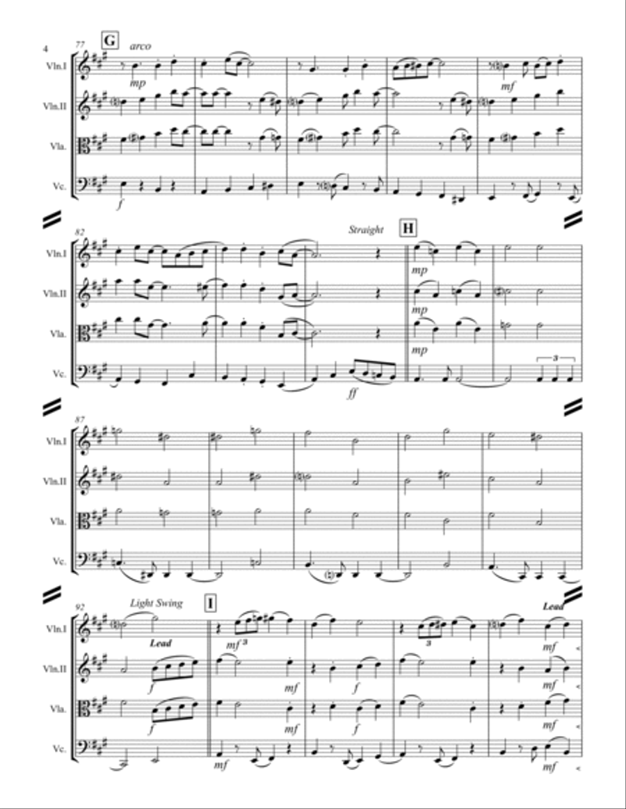 Cheek To Cheek String Quartet scores gallery preview page 5
