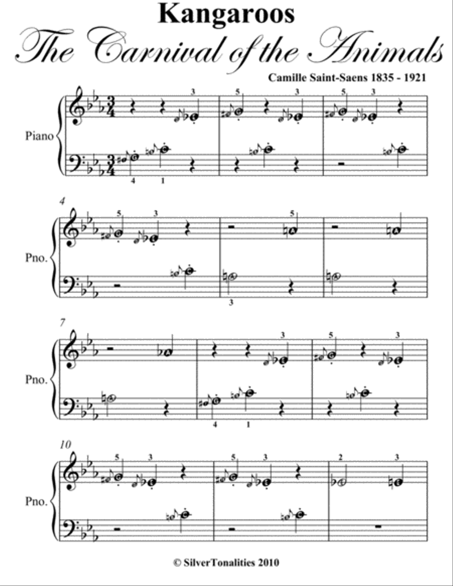 Kangaroos Carnival of the Animals Beginner Piano Sheet Music Easy Piano scores gallery preview page 2