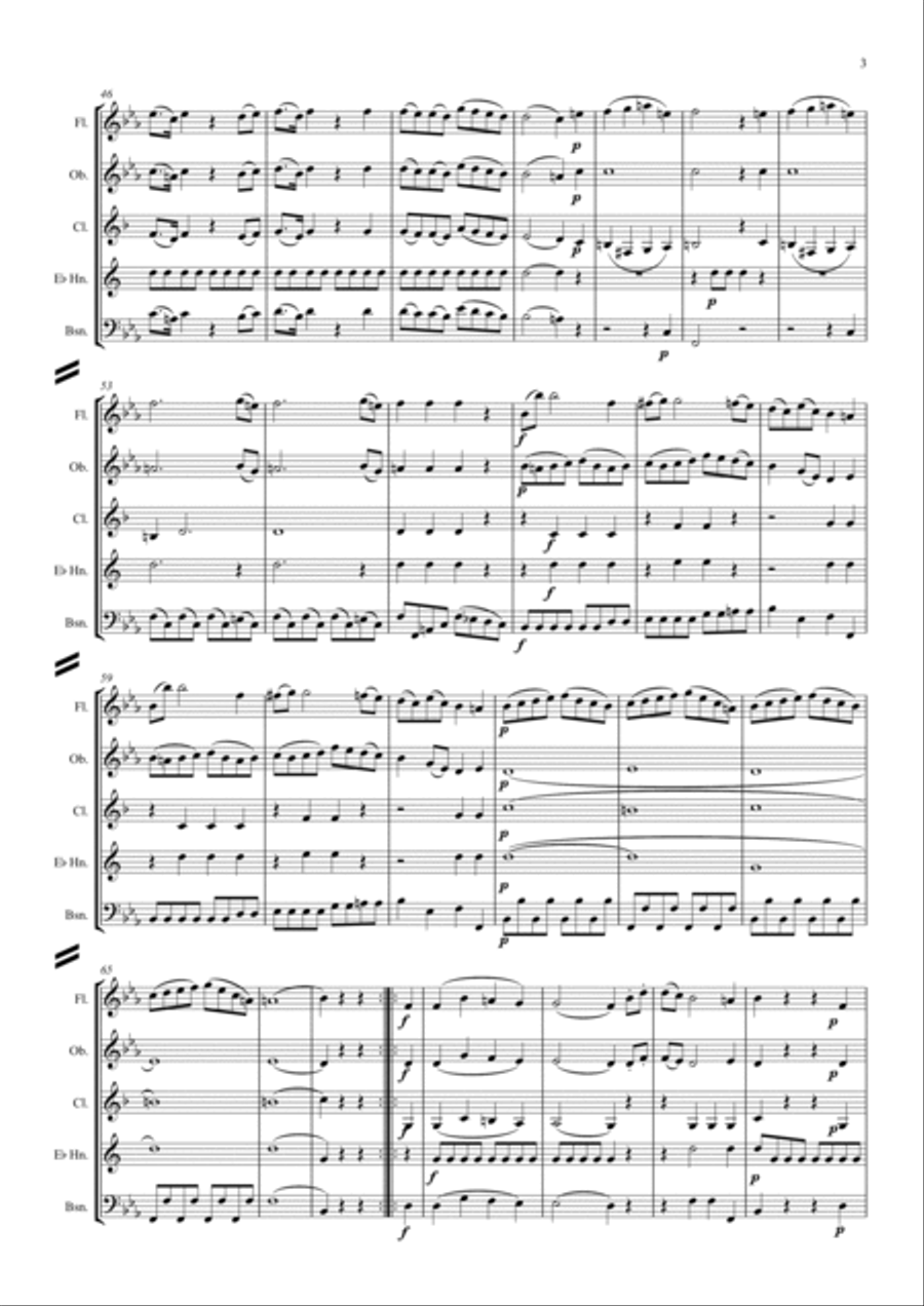 Mozart: Divertimento No.16 in Eb K289 - wind quintet Woodwind Quintet scores gallery preview page 4