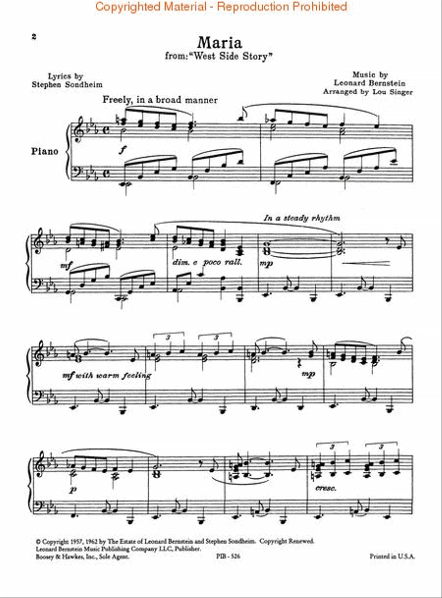 Maria (from West Side Story) Piano Solo scores gallery preview page 2