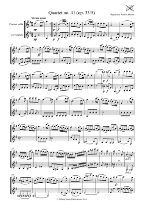 Haydn Quartet No. 41 arranged clarinet and cor anglaise