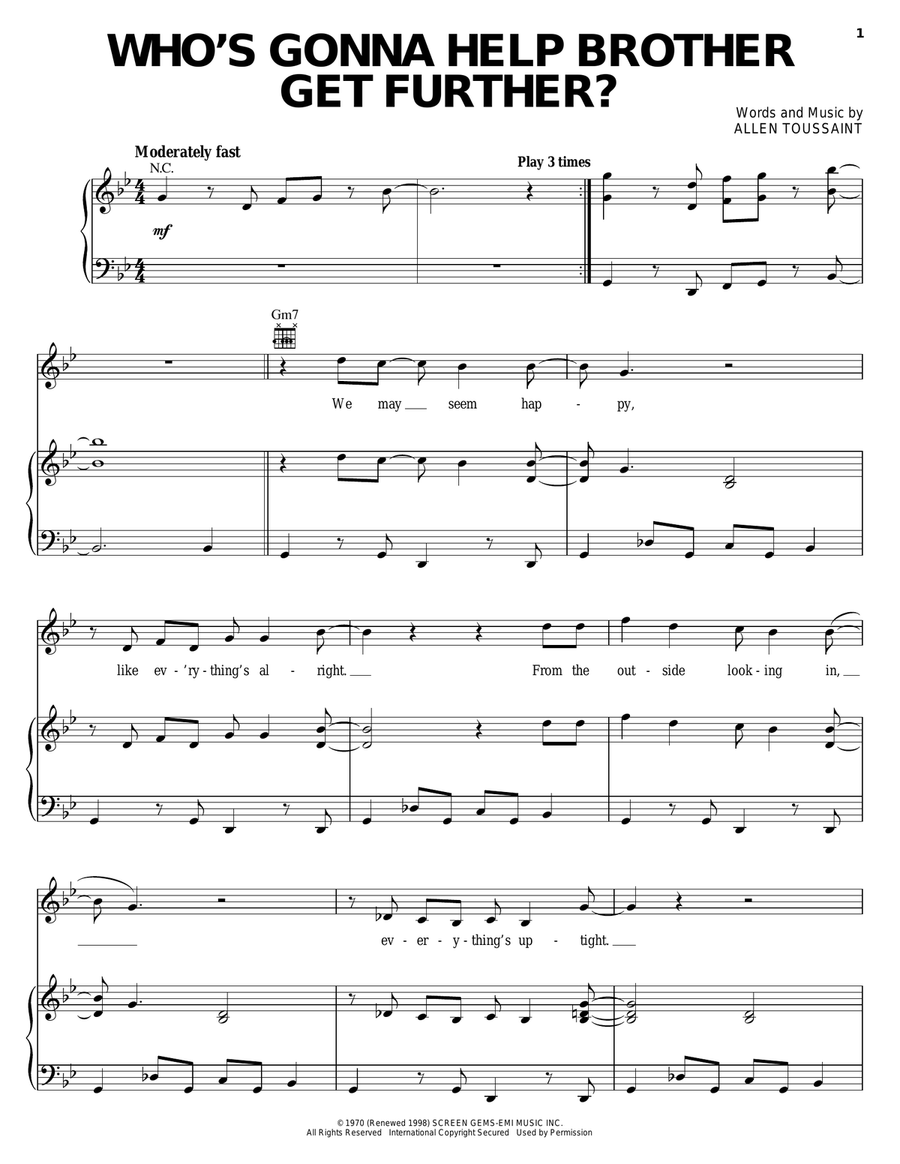 Who's Gonna Help Brother Get Further? Piano, Vocal, Guitar scores gallery preview page 1