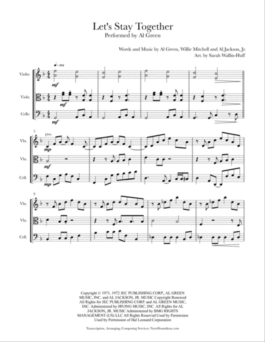 Let's Stay Together String Trio scores gallery preview page 1