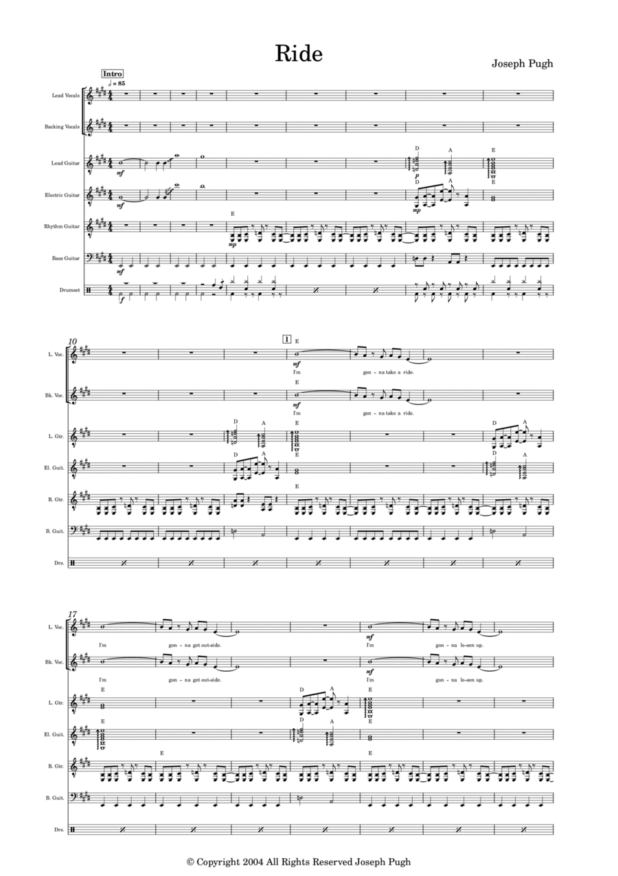 Ride Ride Choir scores gallery preview page 1