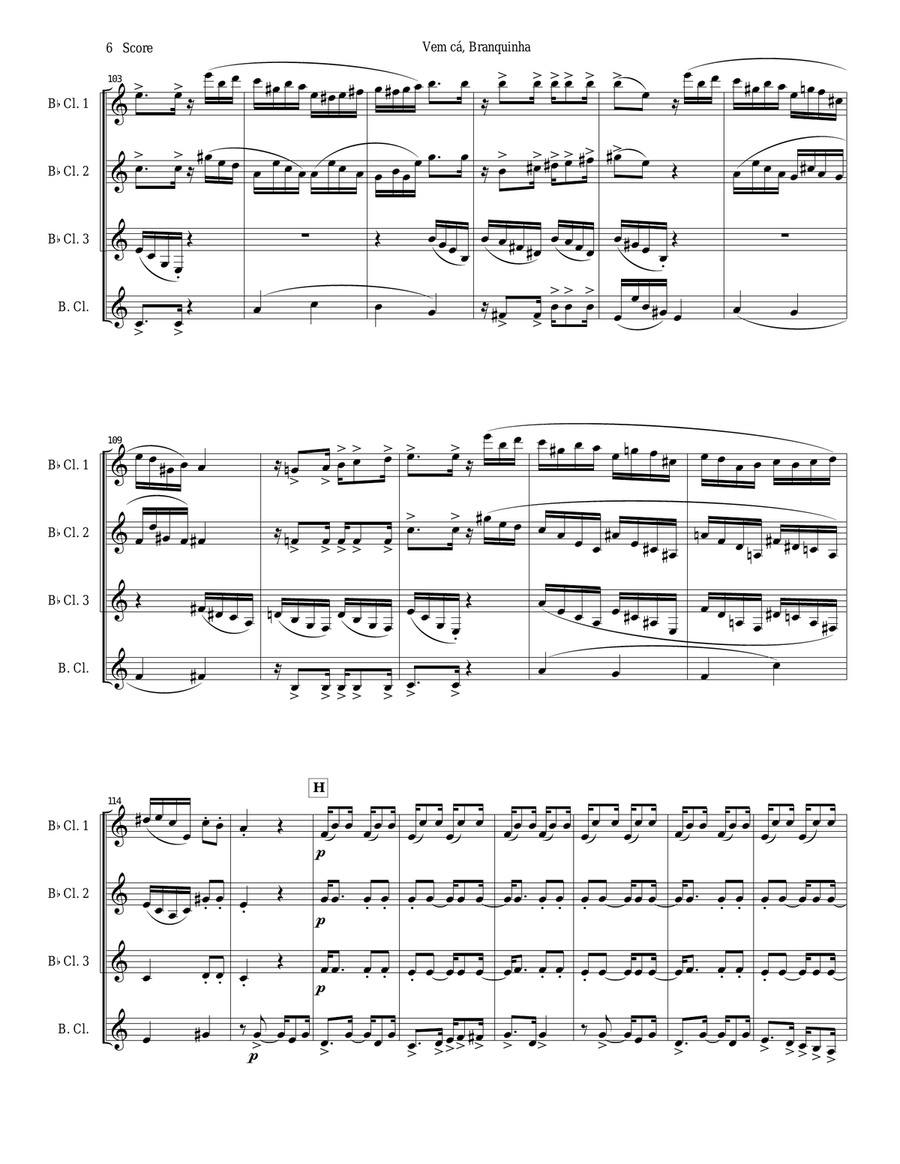 Clarinet quartet - Tango by Ernesto Nazareth Clarinet Quartet scores gallery preview page 6