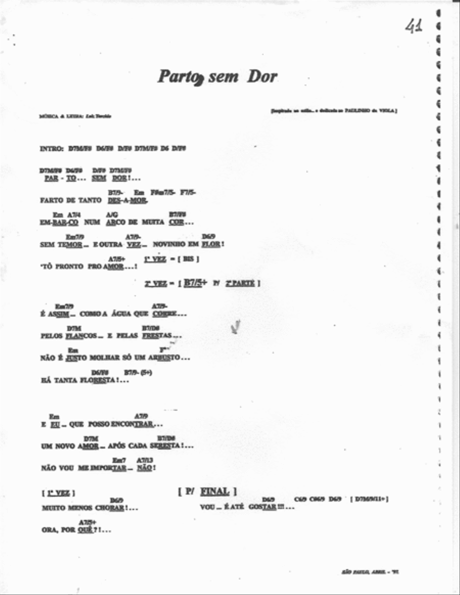 Parto sem Dor: Bossa Nova Song Small Ensemble scores gallery preview page 1