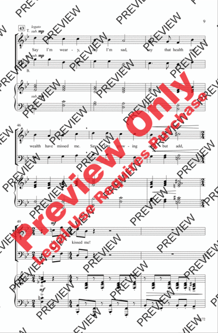 Jenny Kissed Me Men's Choir scores gallery preview page 9