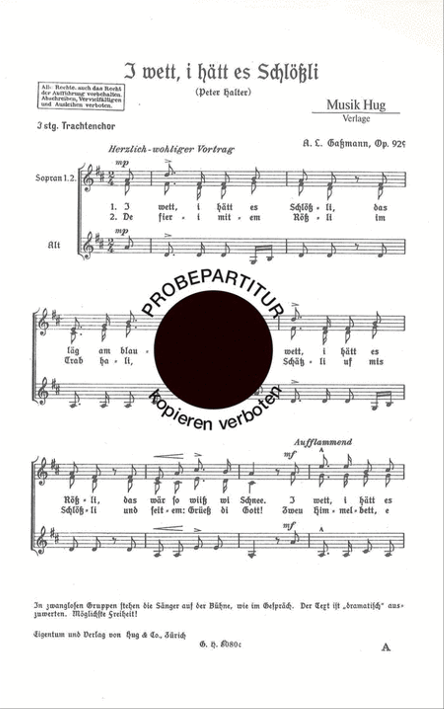 I wett i hatt es Schlossli Women's Choir scores gallery preview page 1