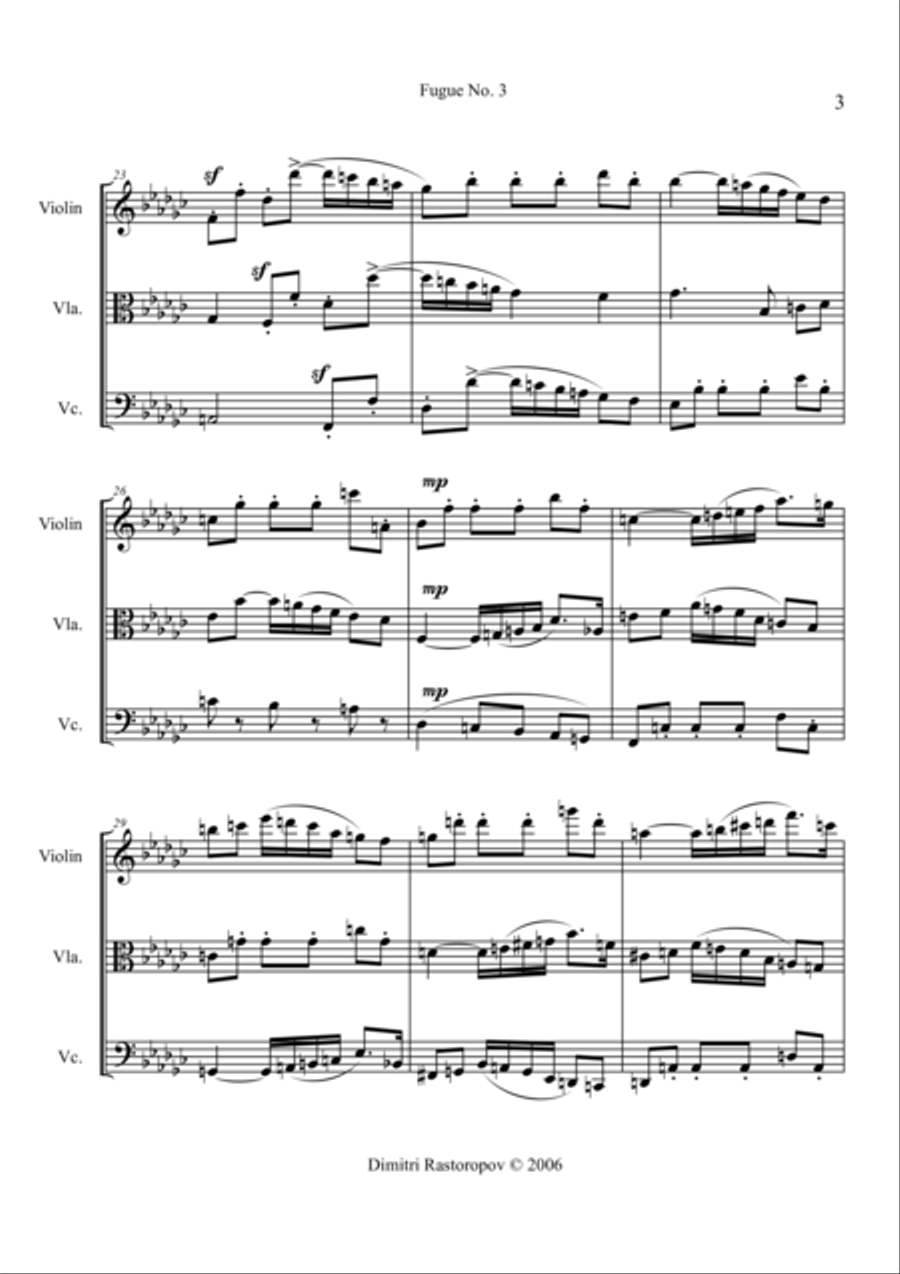 Fugue for string trio String Trio scores gallery preview page 3