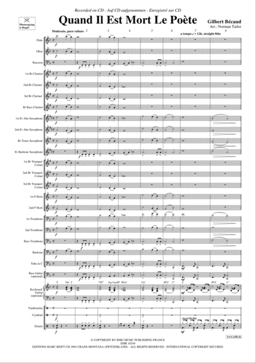 Quand Il Est Mort Le Poete Concert Band scores gallery preview page 4
