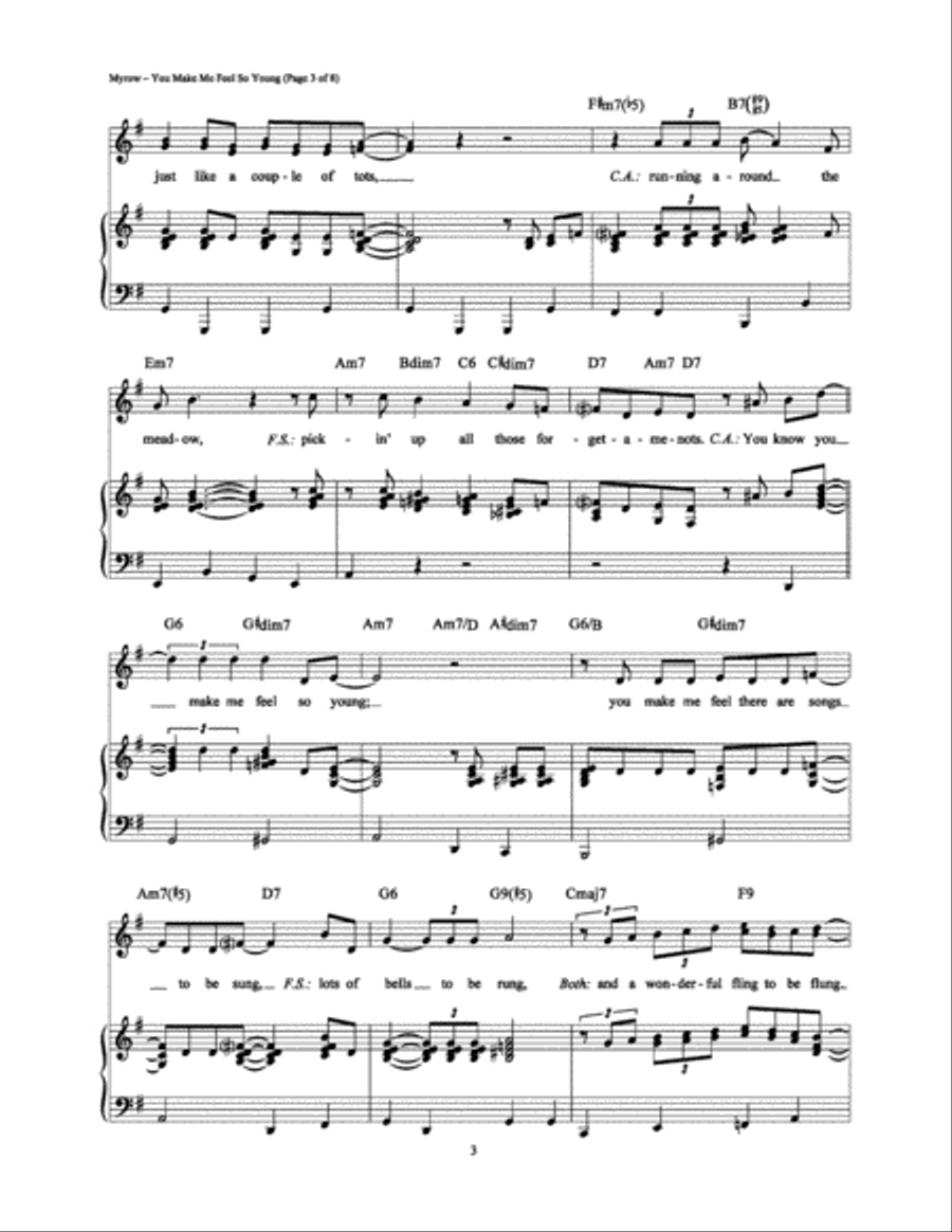 You Make Me Feel So Young Piano, Vocal, Guitar scores gallery preview page 3