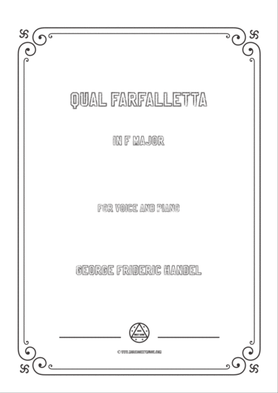Handel-Qual farfalletta in F Major,for Voice and Piano Voice Solo scores gallery preview page 1