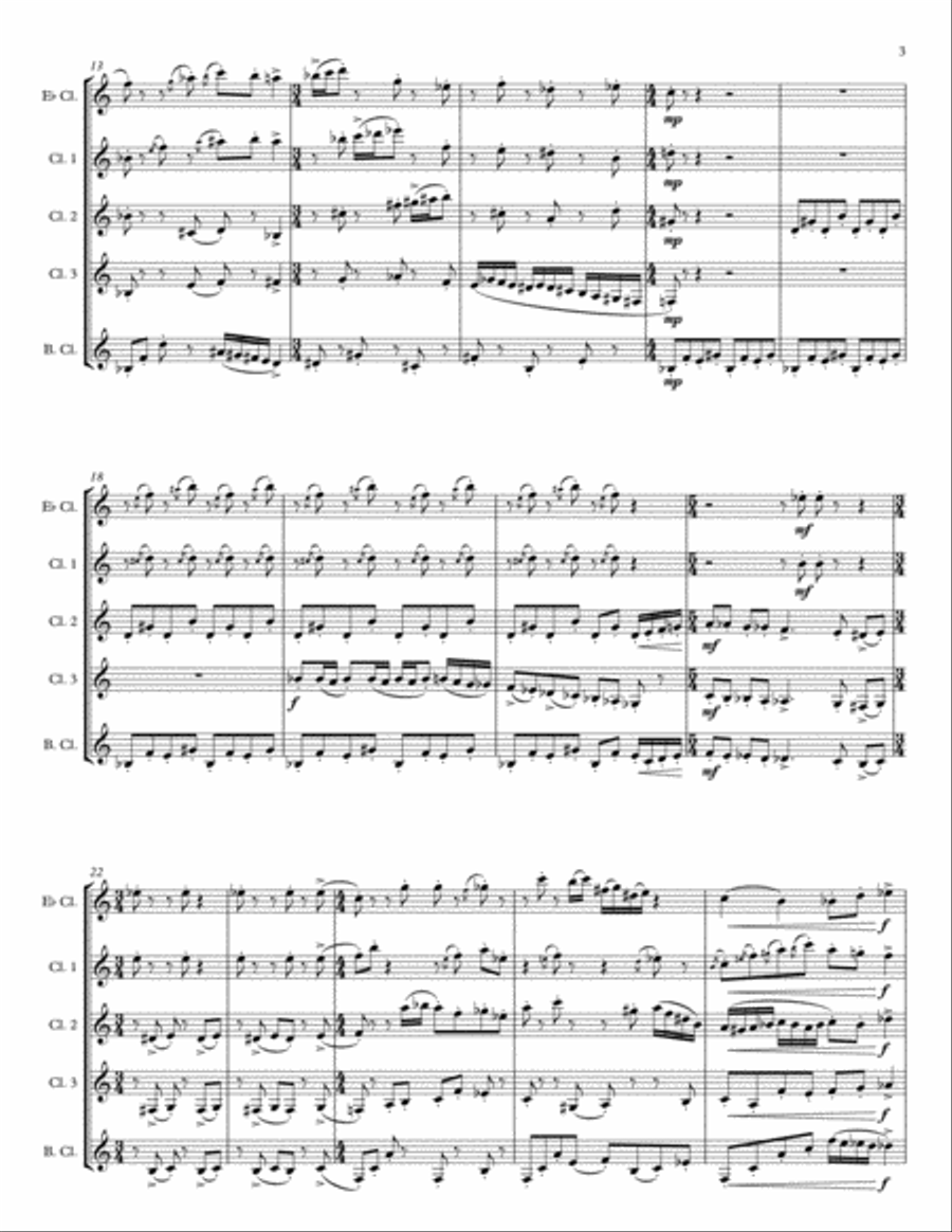 Carnival Dance for Clarinet Quintet/Choir Choir scores gallery preview page 3
