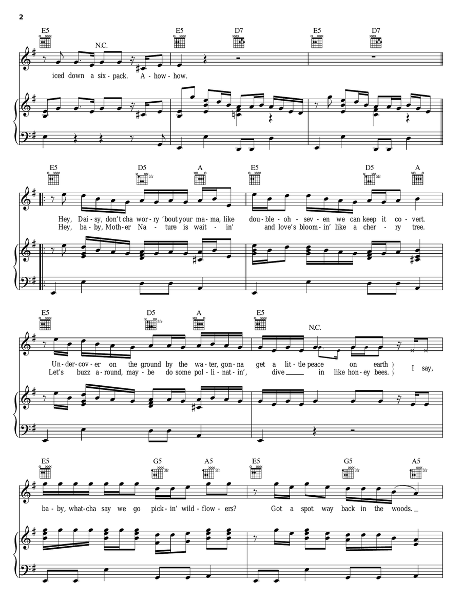 Pickin' Wildflowers Piano, Vocal, Guitar scores gallery preview page 2
