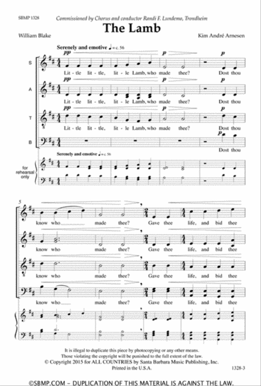 The Lamb - SATB divisi Octavo Divisi scores gallery preview page 2