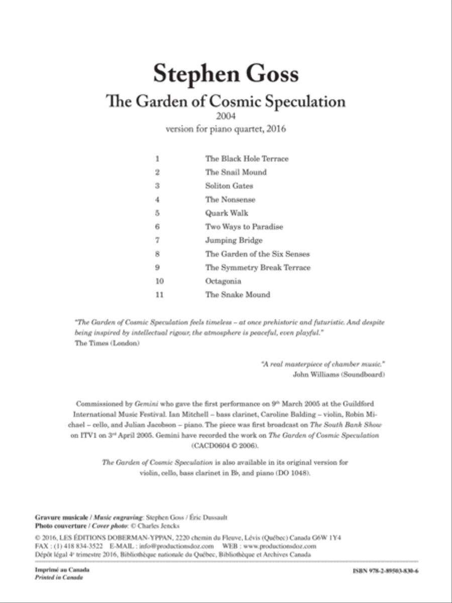 The Garden of Cosmic Speculation Cello scores gallery preview page 1