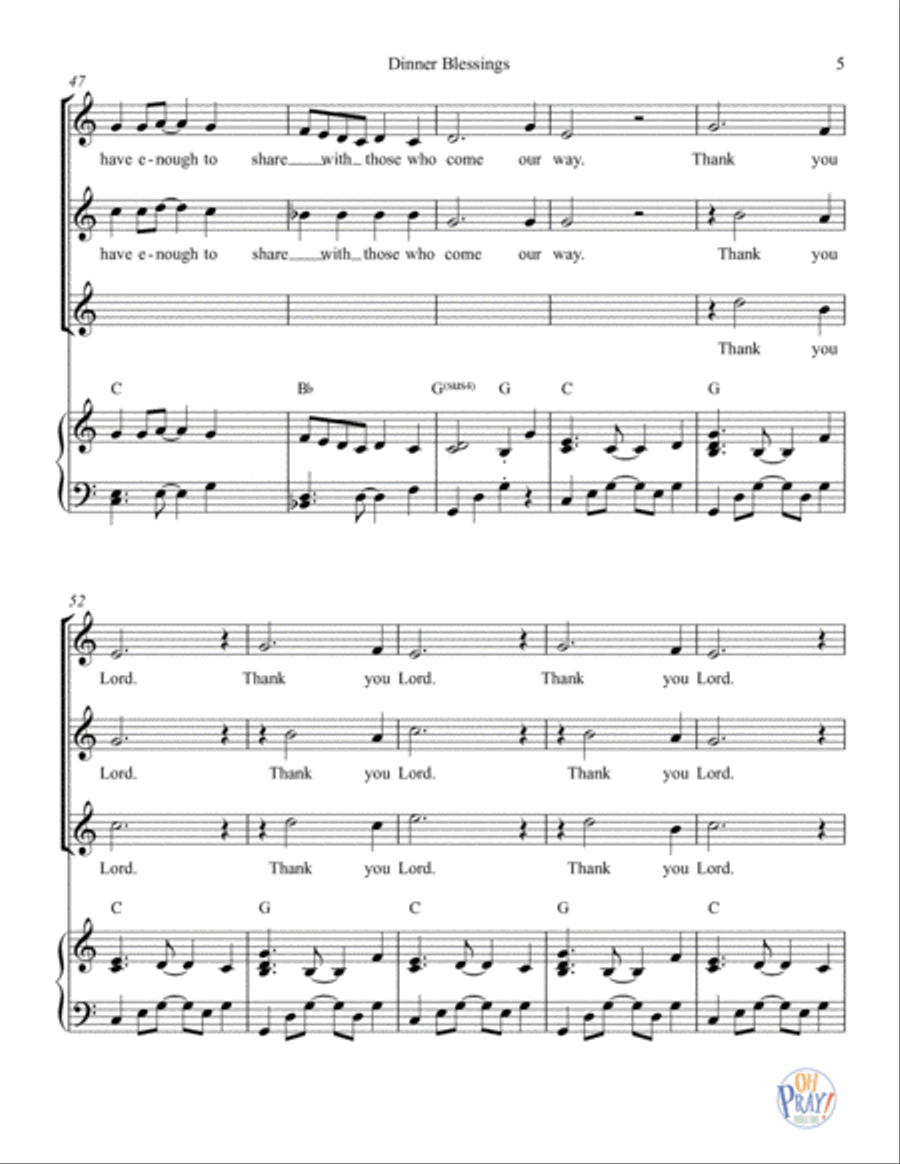 Dinner Blessings Voice scores gallery preview page 6
