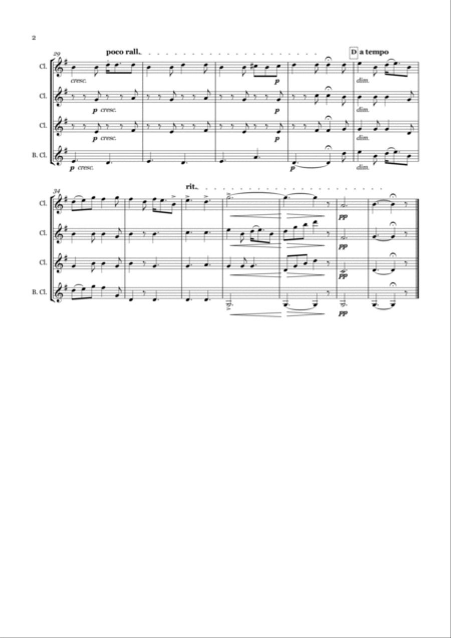 When Spring Comes Calling for Clarinet Quartet Clarinet Quartet scores gallery preview page 2