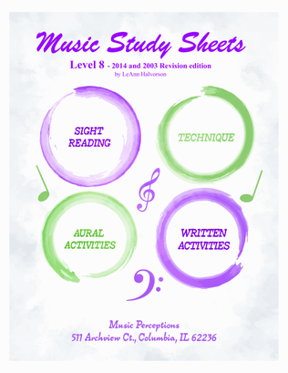 Book cover for Music Study Sheets Level 8 2014 and 2003 Revision edition