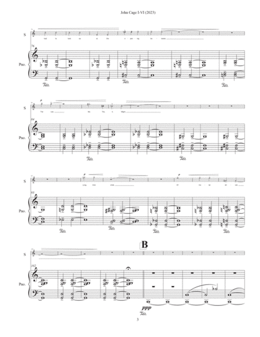 John Cage I-VI (2023) piano-vocal score
