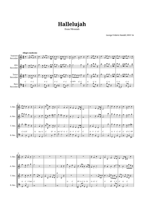 Book cover for Hallelujah by Handel for Recorder Quartet