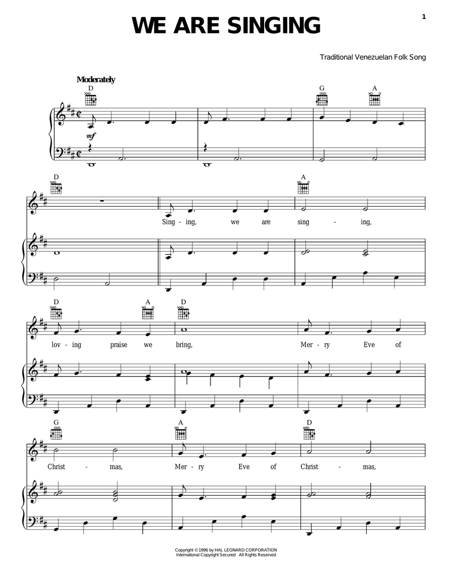 We Are Singing Piano, Vocal, Guitar scores gallery preview page 1