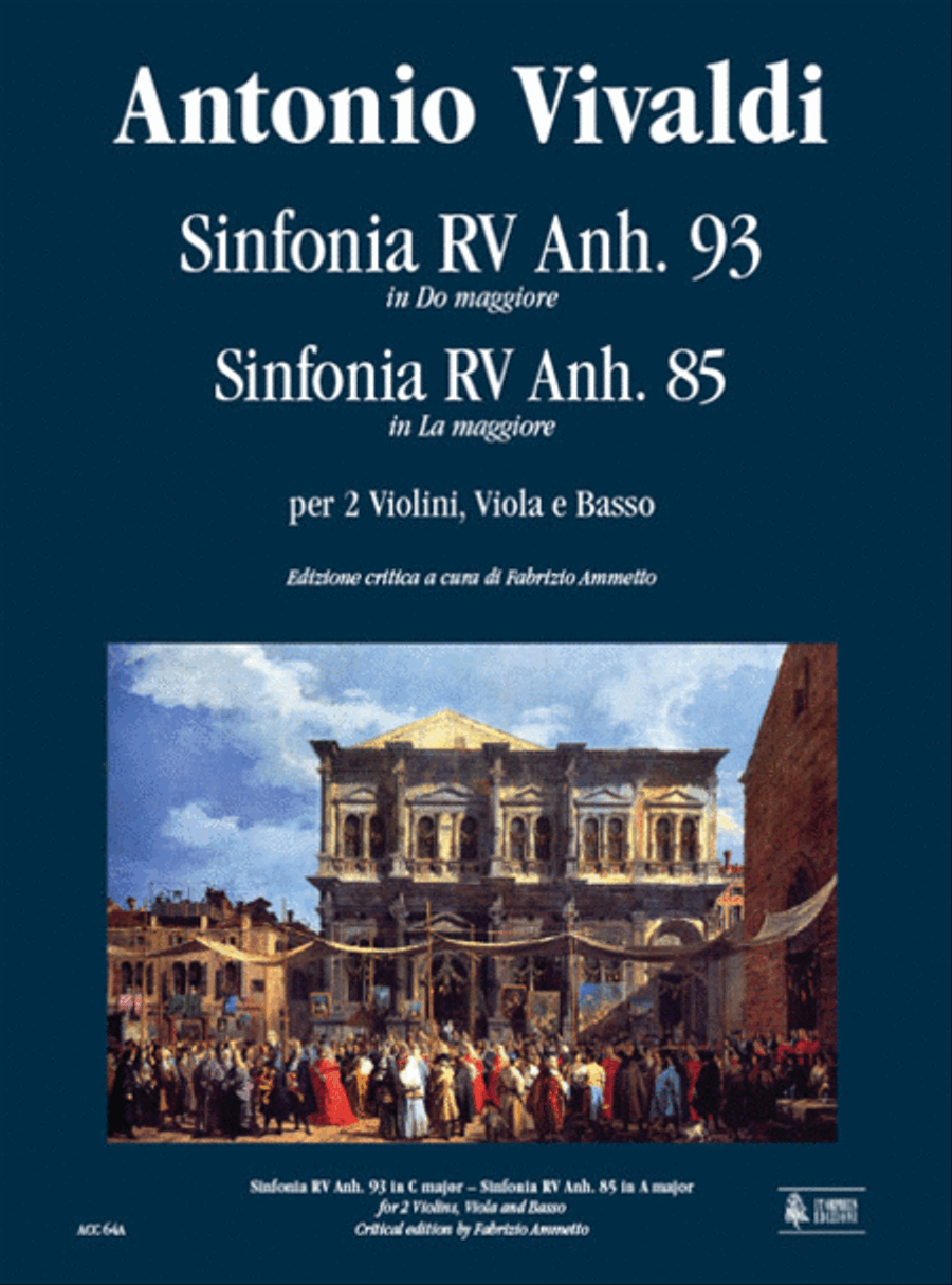Sinfonia RV Anh. 93 in C Major - Sinfonia RV Anh. 85 in A Major for 2 Violins, Viola and Basso. Critical Edition Orchestra scores gallery preview page 1