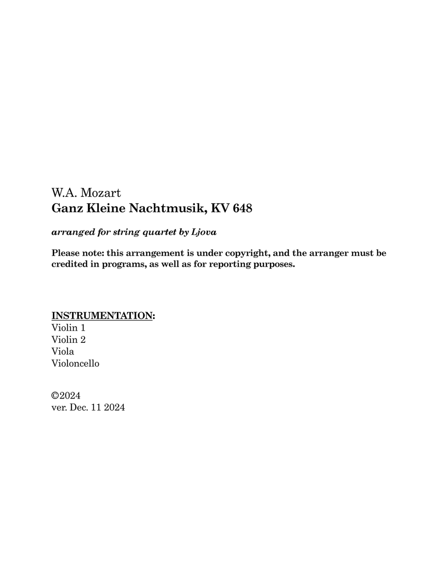 Ganz Kleine Nachtmusik, KV 648 String Trio scores gallery preview page 2